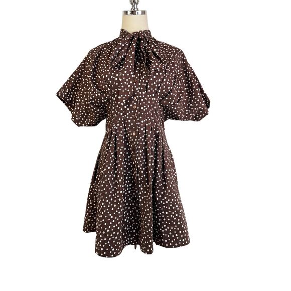 Exquise Janet Button-Front Pleated Mini Shirt Dress Tie-Neck Shirt Edition - Picture 2 of 13